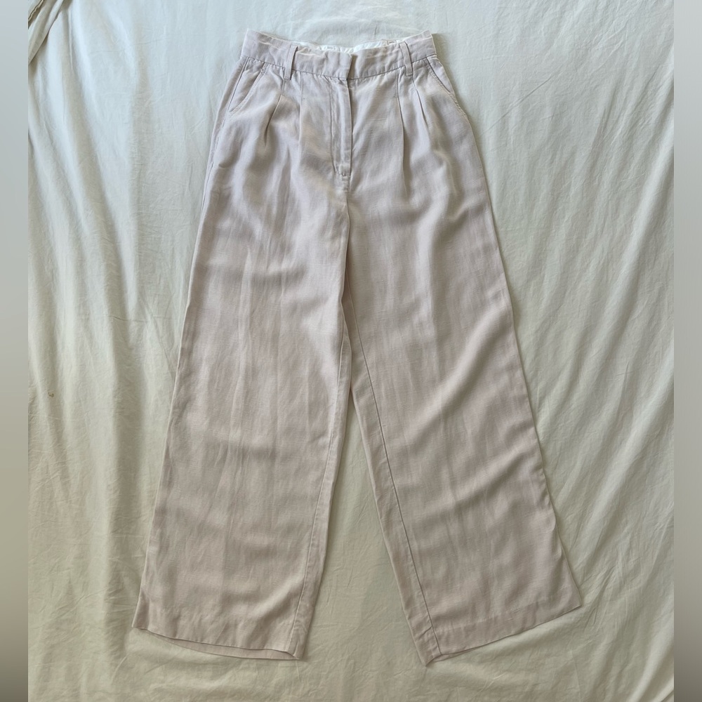 Aritzia Effortless Linen Trouser Pants In High Rise S